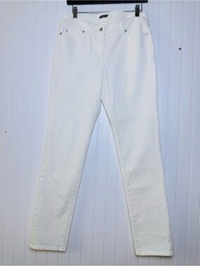 J. McLaughlin White Skinny Jeans 5 Pockets Style 8.5” Rise Cotton Casual
